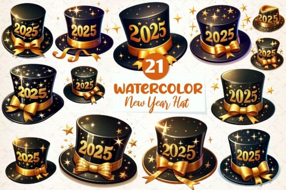 Download Black and Gold New Year Hat Png Clipart - Premium Resources
