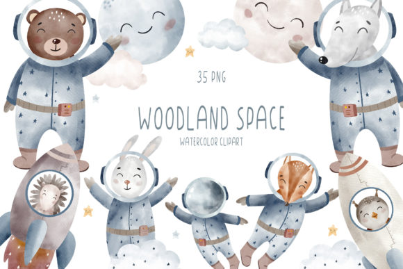 Download Watercolor Woodland Animal Space Clipart - Premium Bundle