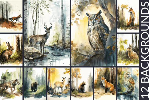 Download Watercolor Woodland Animal Digital Paper - Premium Resources