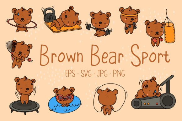 Download Set of Brown Bear Sportsman - Brown bear Collection